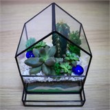 Небольшой полигональный флорариум "визитница" Flo03