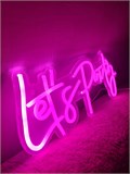 Неоновая надпись LETS PARTY 40 на 18 см НЕОН2